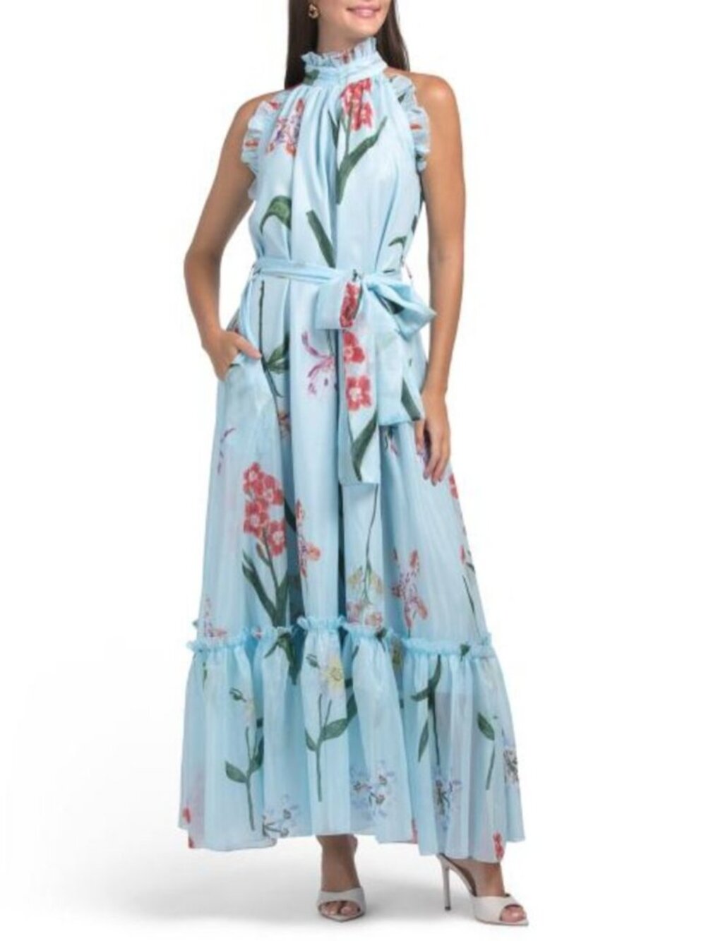 NANCY YANG Halter Floral Maxi Dress